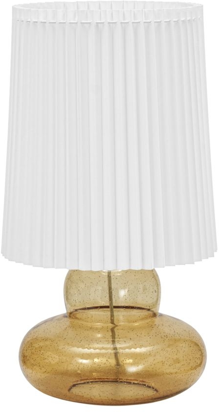 Bordlampe House Doctor Ribe Amber Glasfod Med Hvid Plisséskærm ø27 H55 Cm