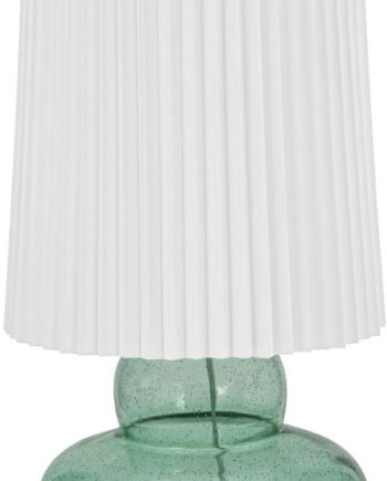 Bordlampe House Doctor Ribe   Grøn Glasbordlampe Med Hvid Plisséskærm ø27 5xh55 Cm