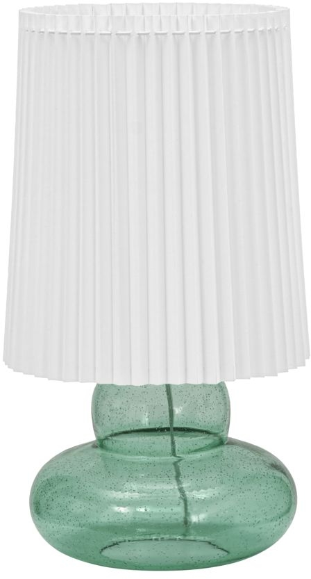 Bordlampe House Doctor Ribe Grøn Glasbordlampe Med Hvid Plisséskærm ø27 5xh55 Cm