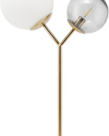 Bordlampe House Doctor Twice   42 Cm Dobbelte Glaskupler Røg Hvid Messingfod