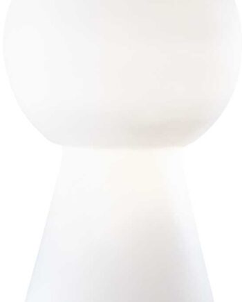 Bordlampe Ideal Lux Birillo Designlampe   Hvidblæst Glas ø22   H39 Cm Med Kromfod