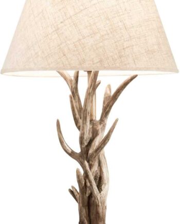 Bordlampe Ideal Lux Chalet ø41ã H65 Cm Metal Og Harpiks Med Beige Stofskærm