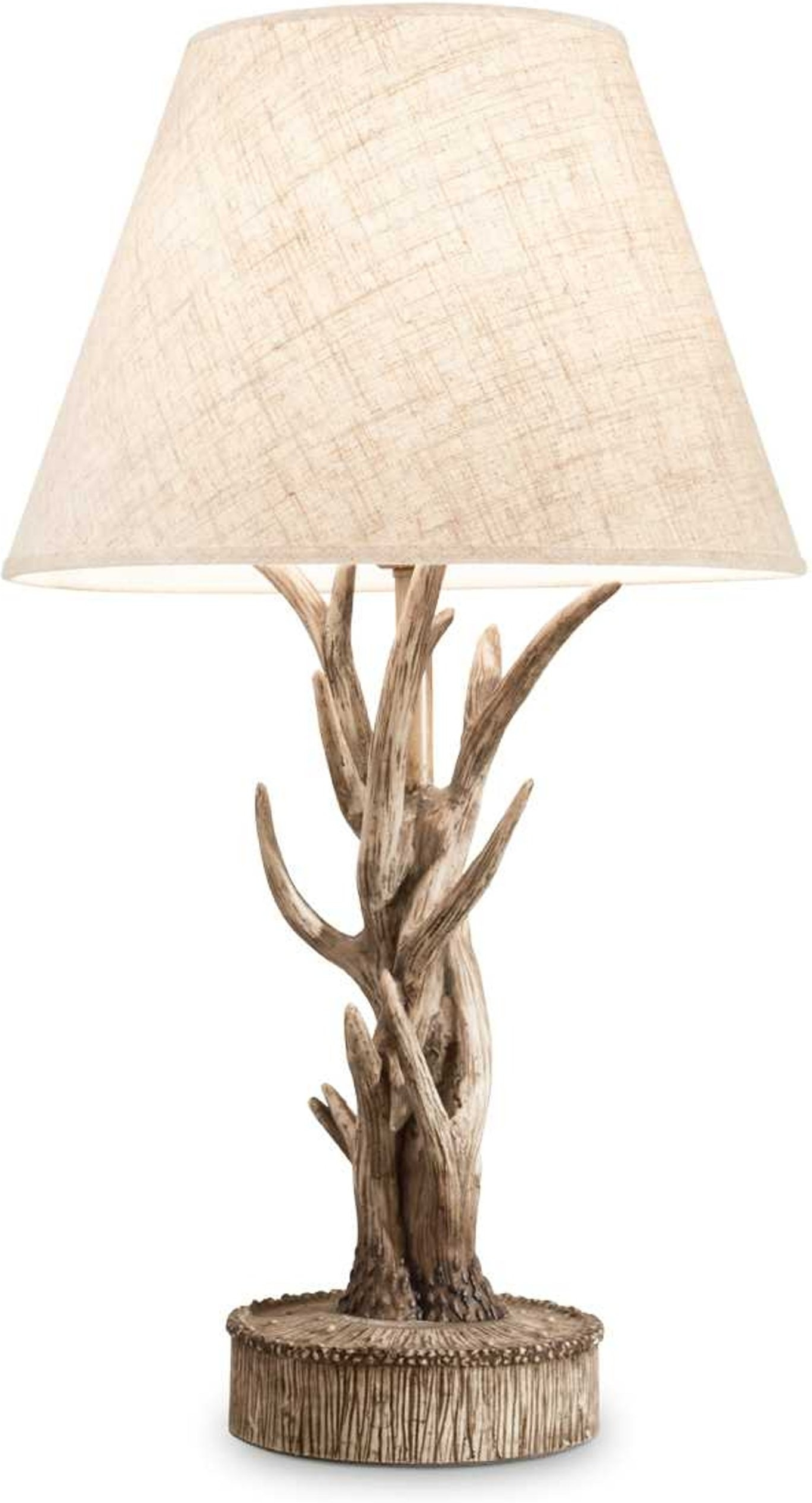 Bordlampe Ideal Lux Chalet ø41ã H65 Cm Metal Og Harpiks Med Beige Stofskærm