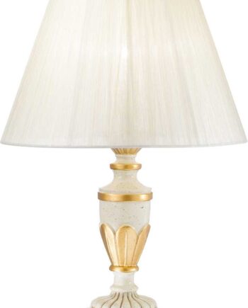 Bordlampe Ideal Lux Firenze Hvid Harpiks Med Antik Bladguld ø24xh35 Cm