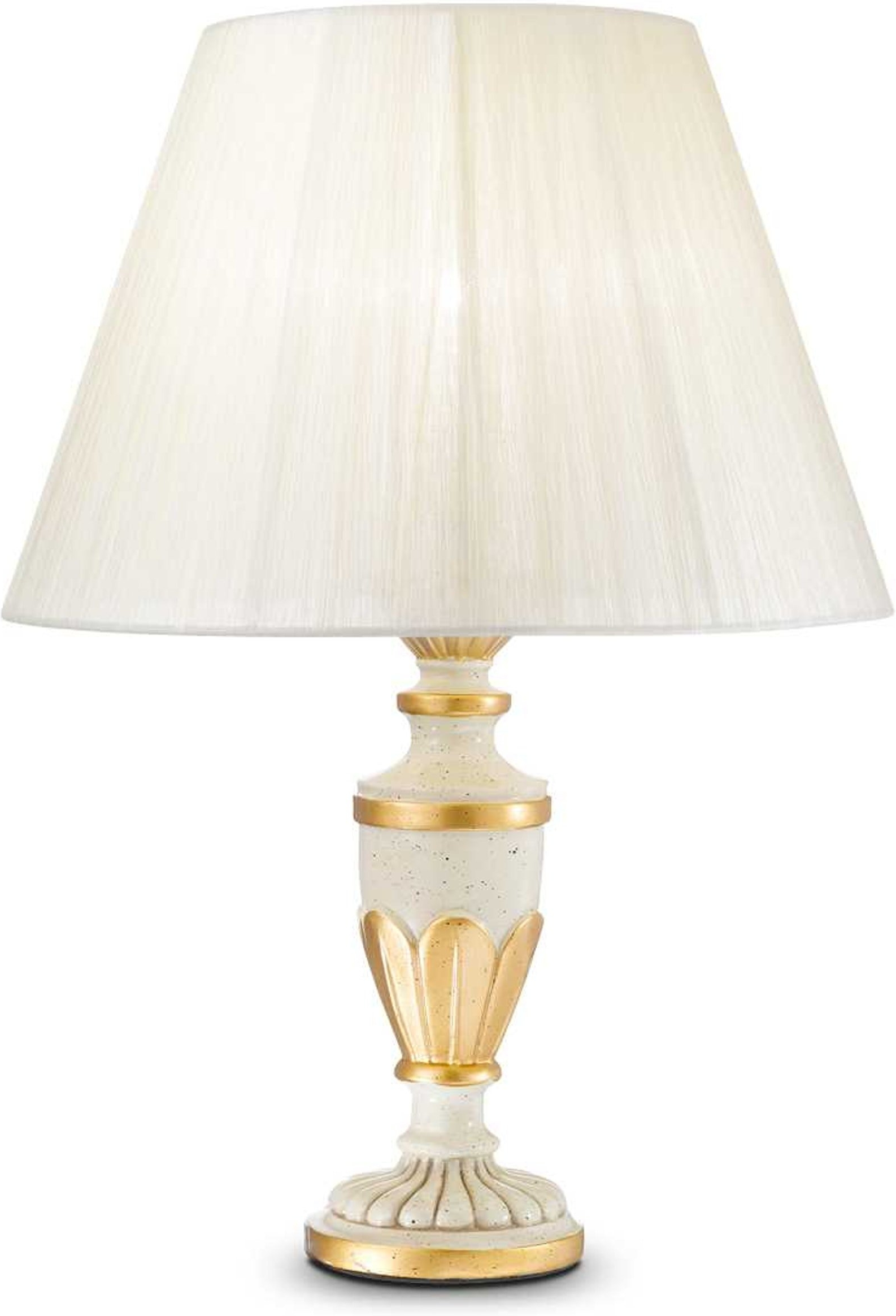 Bordlampe Ideal Lux Firenze Hvid Harpiks Med Antik Bladguld ø24xh35 Cm