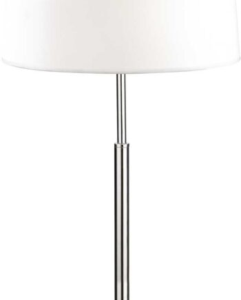 Bordlampe Ideal Lux Hilton ø30   H49 Cm Hvid Krom Med Sandblæst Glas
