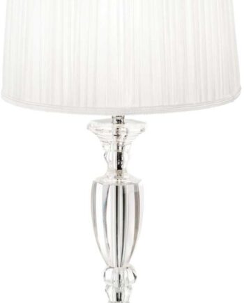 Bordlampe Ideal Lux Kate Berlin ø31   H56 Cm Hvid Glas Plisseret Stof Krystaller