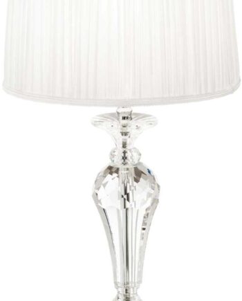 Bordlampe Ideal Lux Kate Paris   Krystal Og Plisseret Hvidt Stof ø31 Cm