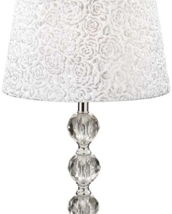 Bordlampe Ideal Lux Le Roy Krom ø25   H46   Cm Med E27-fatning  Metal  Glas  Stof