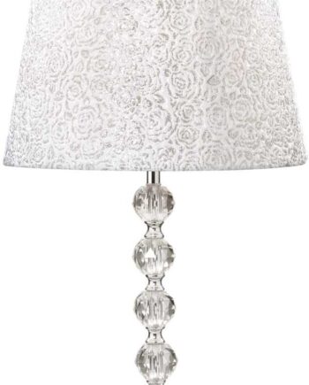 Bordlampe Ideal Lux Le Roy ø35ã H67   Cm Krommetal Med Dekorative Krystaler Og Quiltet Lampeskærm