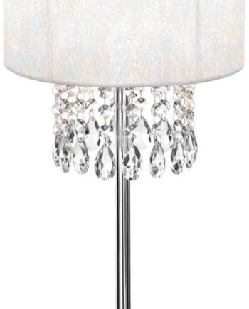 Bordlampe Ideal Lux Opera ø25ã 52 Cm Hvid Krom Med Skårne Krystalvedhæng