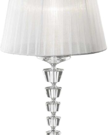 Bordlampe Ideal Lux Pegaso ø30   H55 Cm E27 Organza Skærm Forkromet Satin Messing