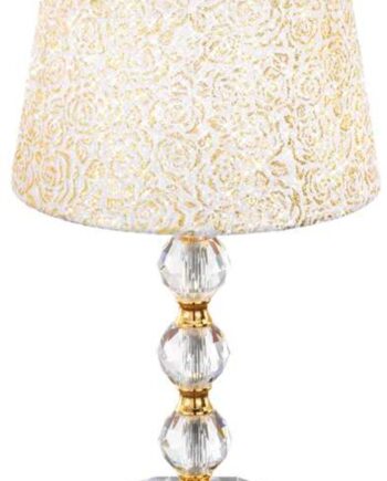 Bordlampe Ideal Lux Queen ø25   H46   Cm Guldfarvet Metal  Glas   Stof