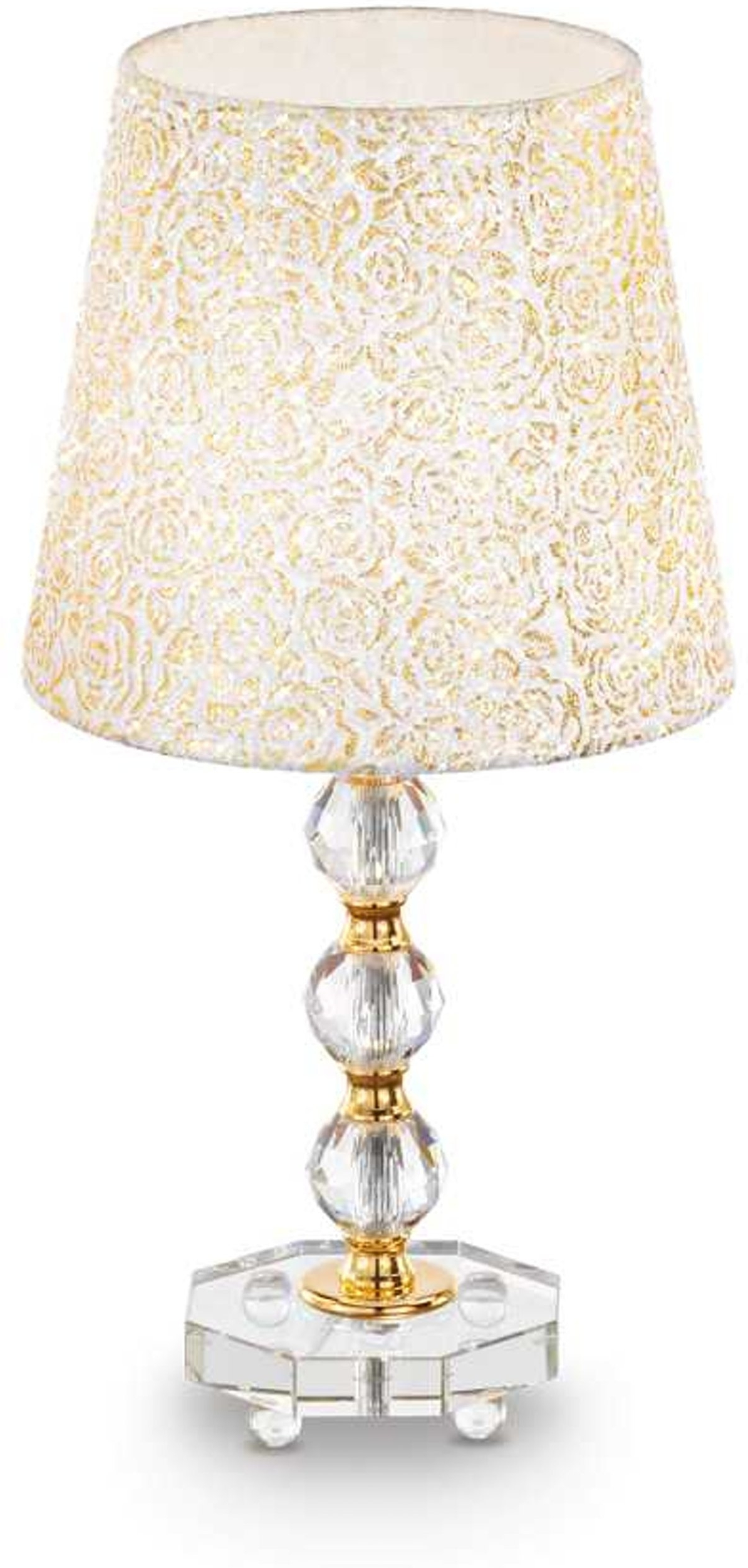 Bordlampe Ideal Lux Queen ø25 H46 Cm Guldfarvet Metal Glas Stof