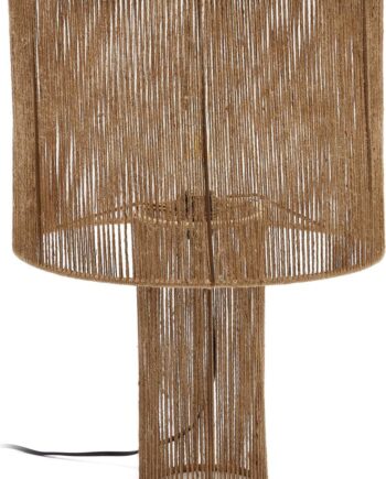 Bordlampe Kave Home Pontos Håndlavet Rustik Natur   Jern Og Jute H54x40x40 Cm