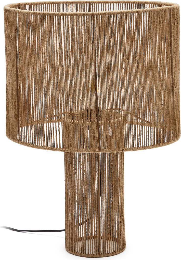 Bordlampe Kave Home Pontos Håndlavet Rustik Natur   Jern Og Jute H54x40x40 Cm