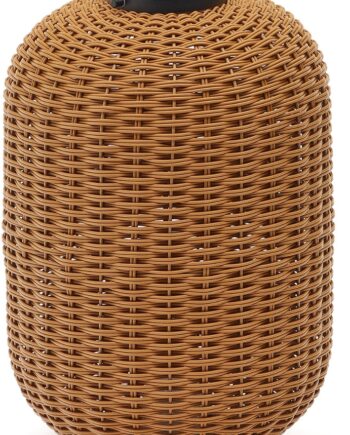 Bordlampe Kave Home Saranella   Polyrattan Genopladelig Led Med Håndtag H55xø33 Cm Rustik Kolonial
