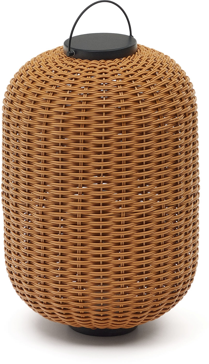 Bordlampe Kave Home Saranella   Polyrattan Genopladelig Led Med Håndtag H55xø33 Cm Rustik Kolonial
