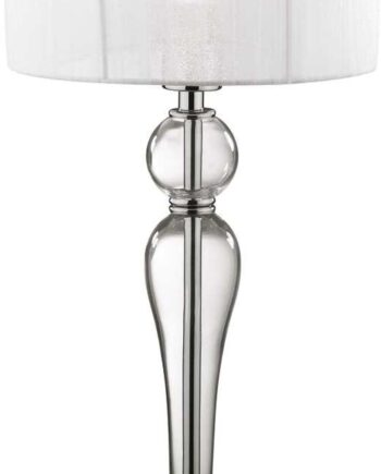 Bordlampe Natbordslampe Ideal Lux Duchessa Gennemsigtig Krom Glas Stof Metal ø27 H49 Cm