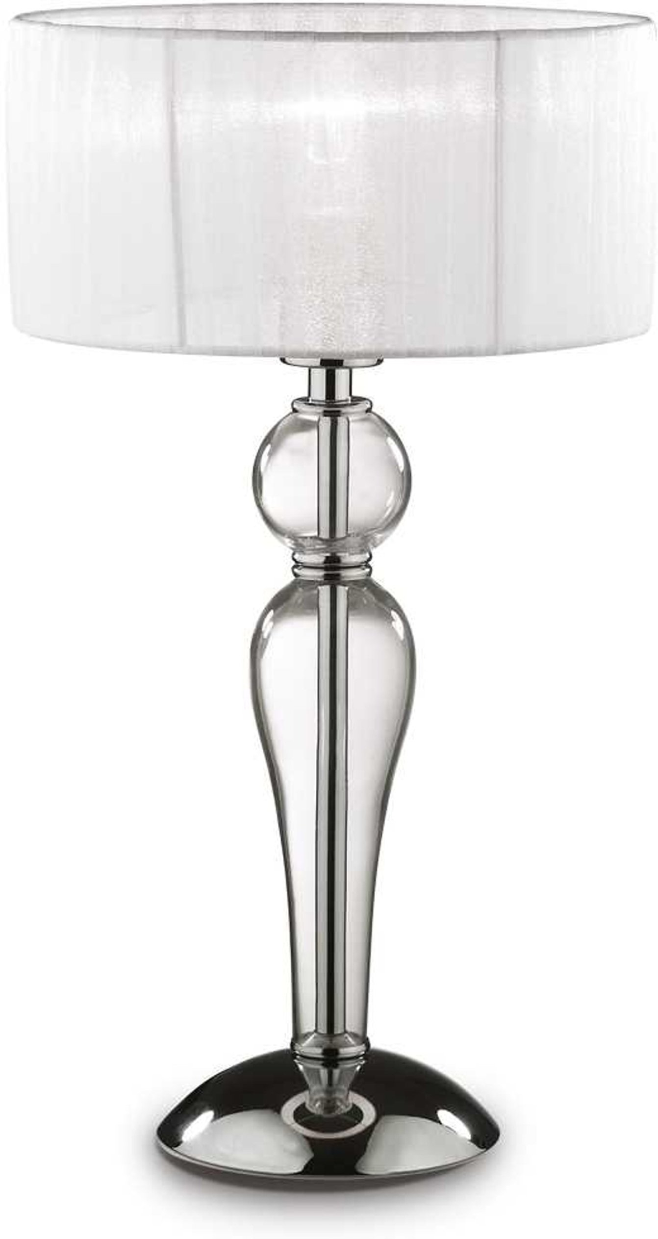Bordlampe Natbordslampe Ideal Lux Duchessa Gennemsigtig Krom Glas Stof Metal ø27 H49 Cm