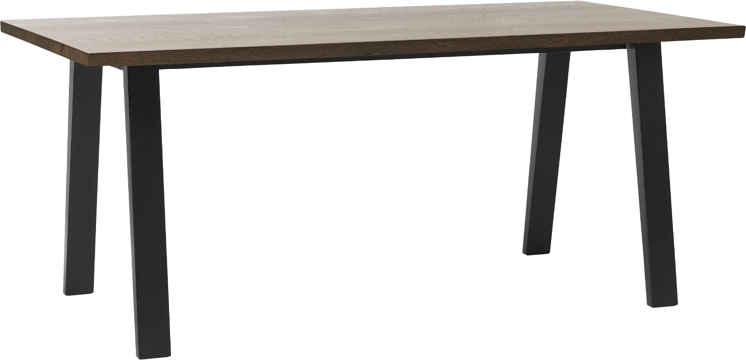 Bordplade Nordique Design Reno 150 90 Cm Røget Egetræsfiner Til Plankeborde Med Sort Metalben