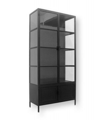 Brande Vitrineskab   Metal 92x40x201   Cm Sort