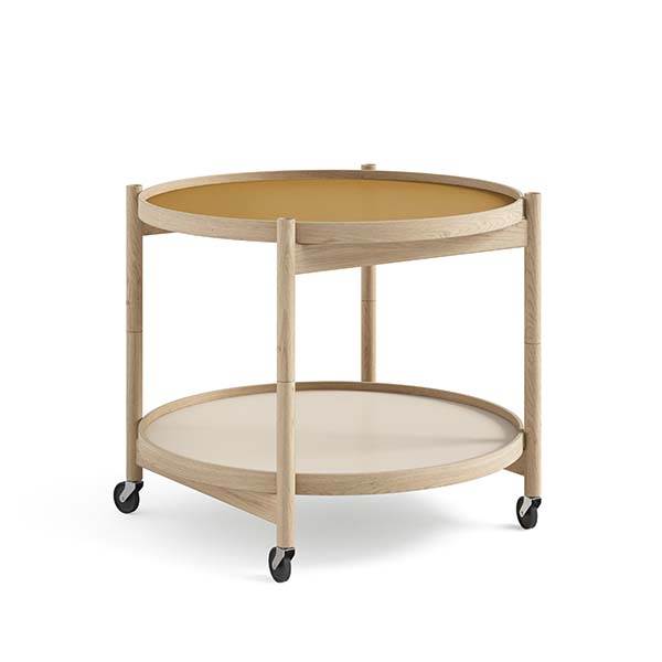 Brdr  Krüger Bølling Bakkebord 60 Cm  Eg Ubehandlet  Bakke  : Gul Cream   Bakke  : Sort Hvid  : Erling Christensen Møbler