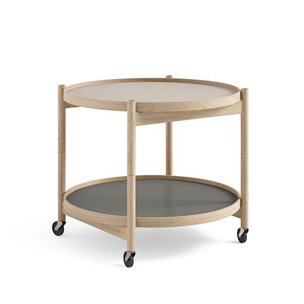 Brdr  Krüger Bølling Bakkebord 60 Cm  Eg Ubehandlet  Bakke  : Lys Grå Mørk Grå   Bakke  : Sort Hvid  : Erling Christensen Møbler