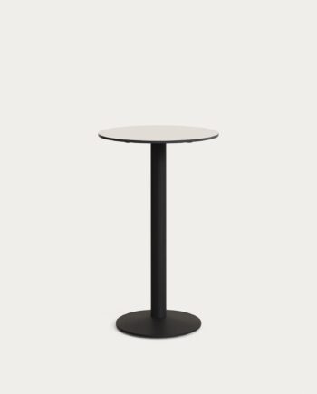 Cafébord Kave Home Tiaret Rundt Terrassebord Udendørs ø60   H97 Cm Hvid Stål Højtrykslaminat