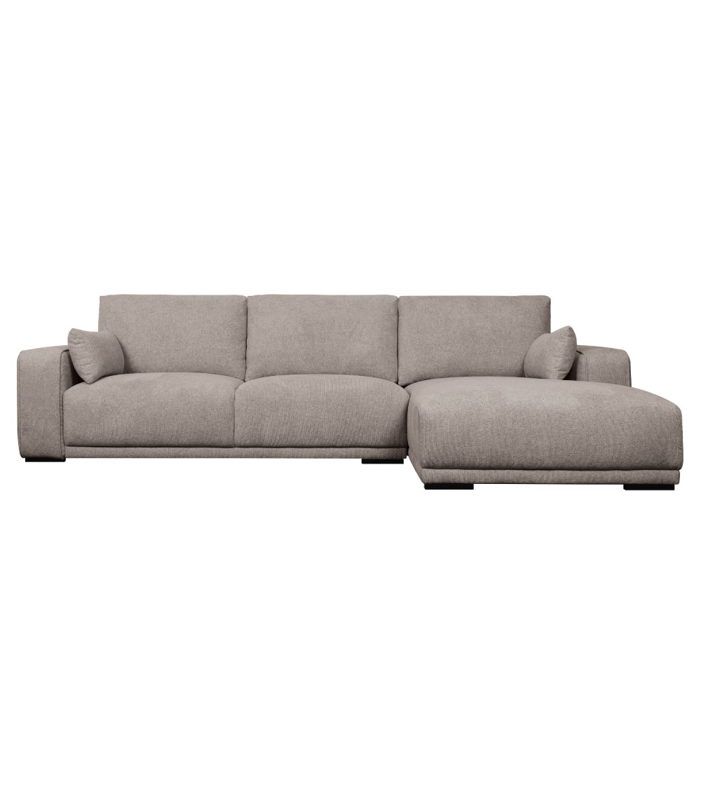 California Sofa Højre Chaiselong Og Armpuder Brun Stof Og Sort Metal