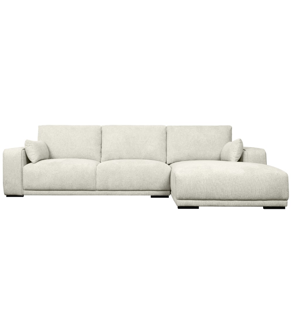 California Sofa Højre Chaiselong Og Armpuder Sand Stof Og Sort Metal