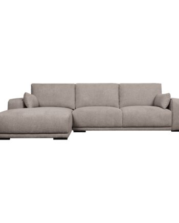 California Sofa     Venstre Chaiselong Og   Armpuder Brun Stof Og Sort Metal