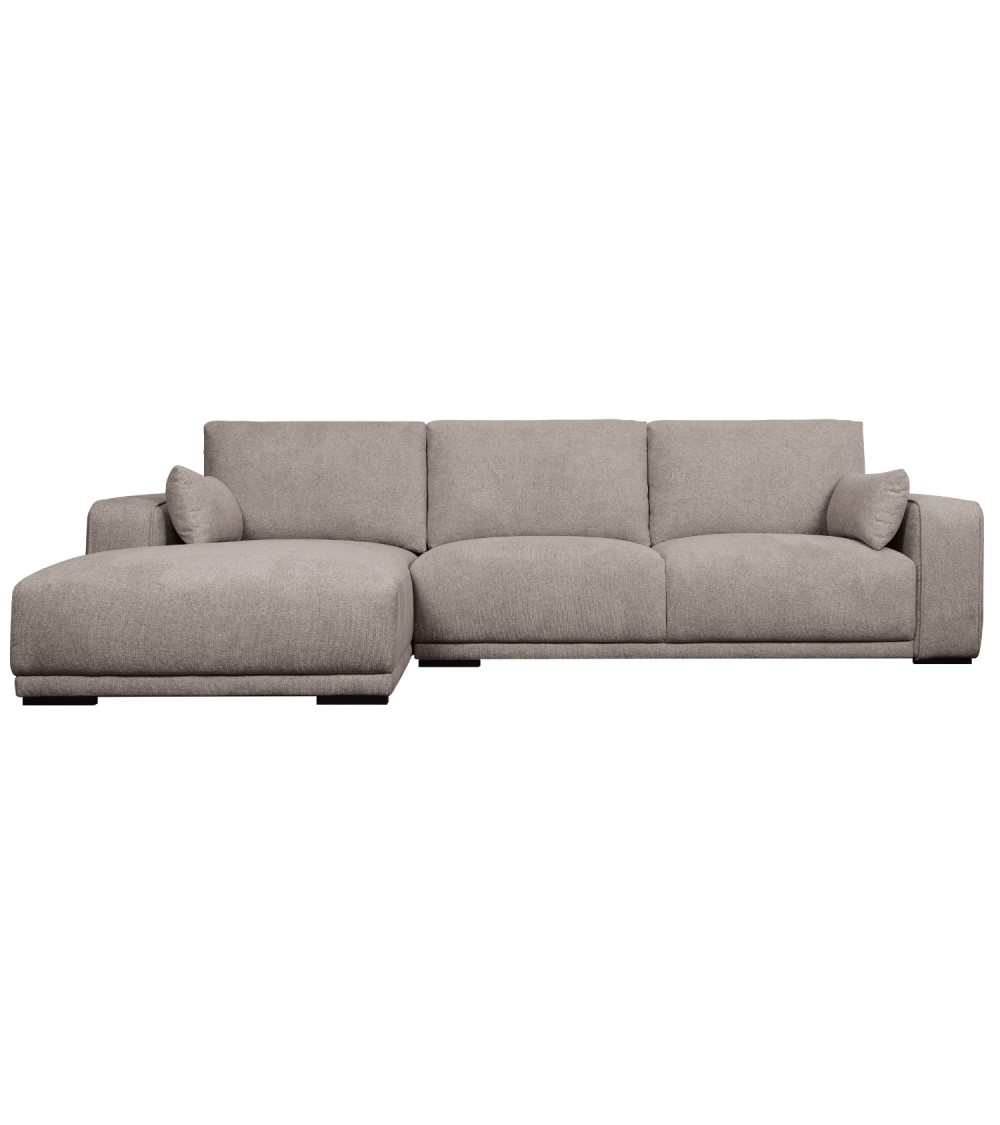 California Sofa Venstre Chaiselong Og Armpuder Brun Stof Og Sort Metal