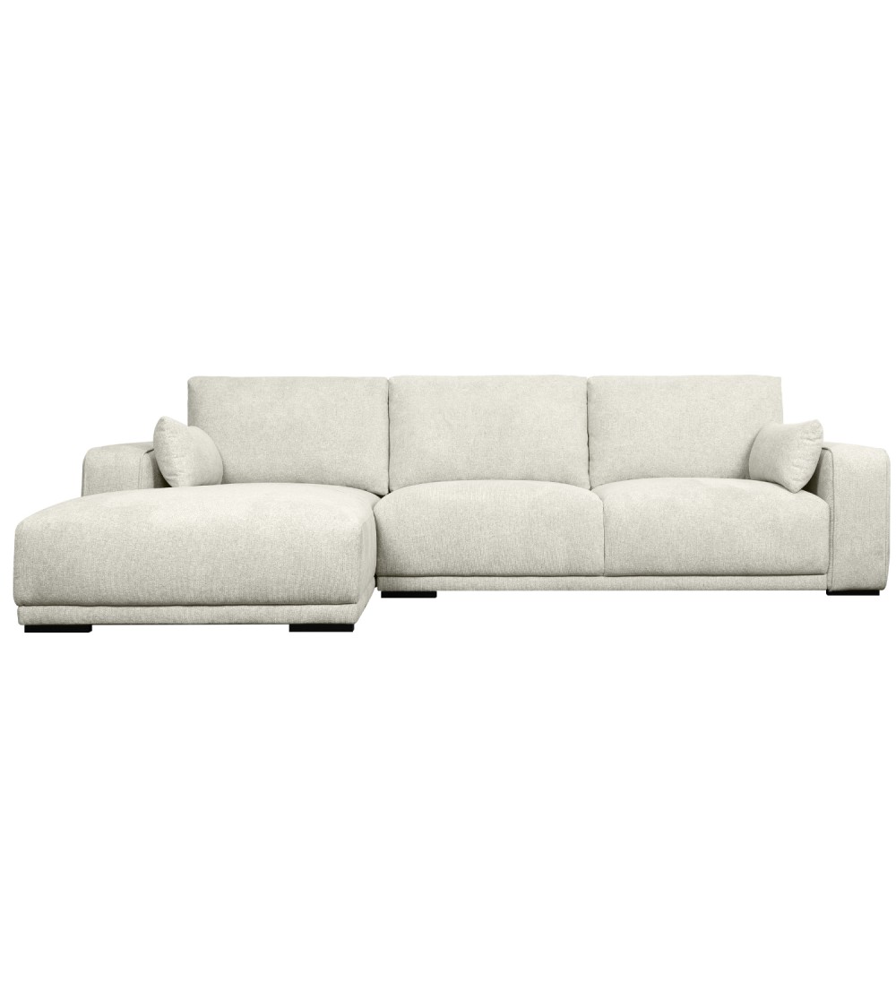California Sofa Venstre Chaiselong Og Armpuder Sand Stof Og Sort Metal