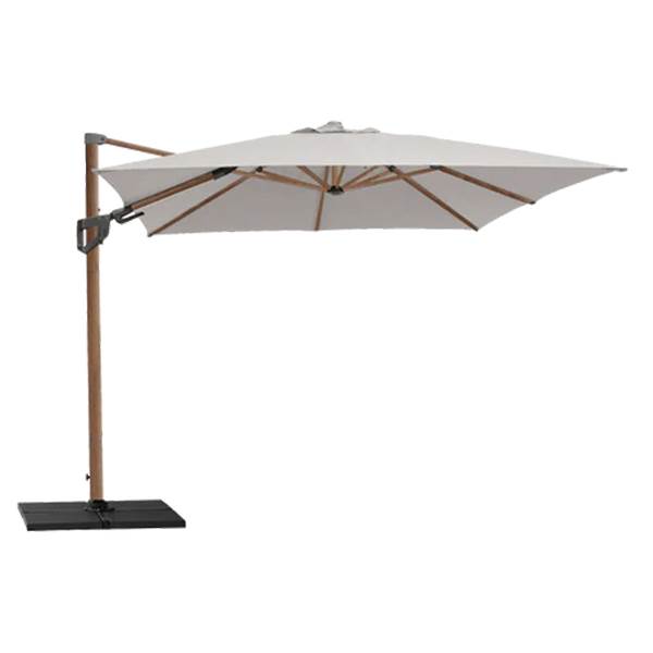 Cane-line Hyde Luxe Parasol Inkl  Fod 3x4    Aluminium  Wood Look    Dusty White Fabric  : Erling Christensen Møbler