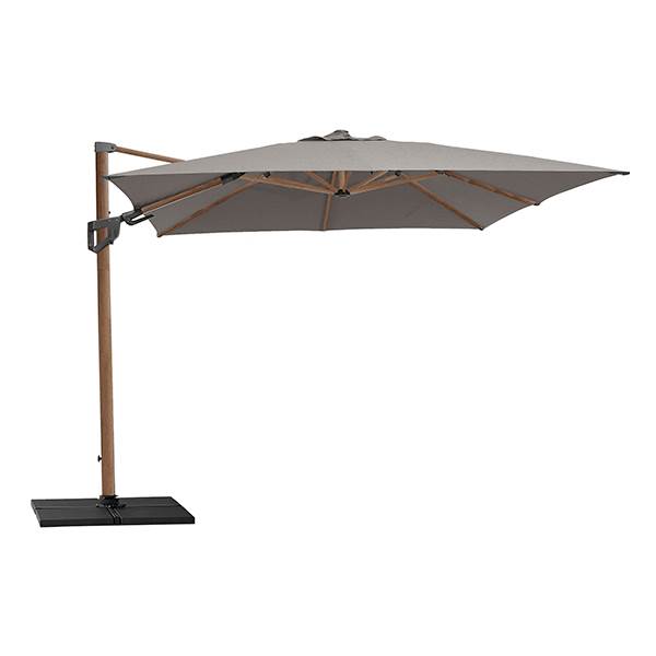 Cane-line Hyde Luxe Parasol Inkl  Fod 3x4    Aluminium  Wood Look    Taupe Fabric  : Erling Christensen Møbler