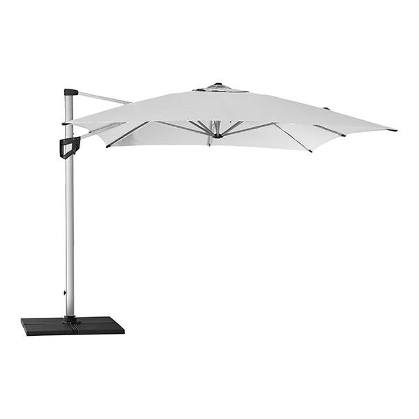 Cane-line Hyde Luxe Parasol Inkl  Fod 3x4    Silver  Mat Anodized     Dusty White Fabric  : Erling Christensen Møbler