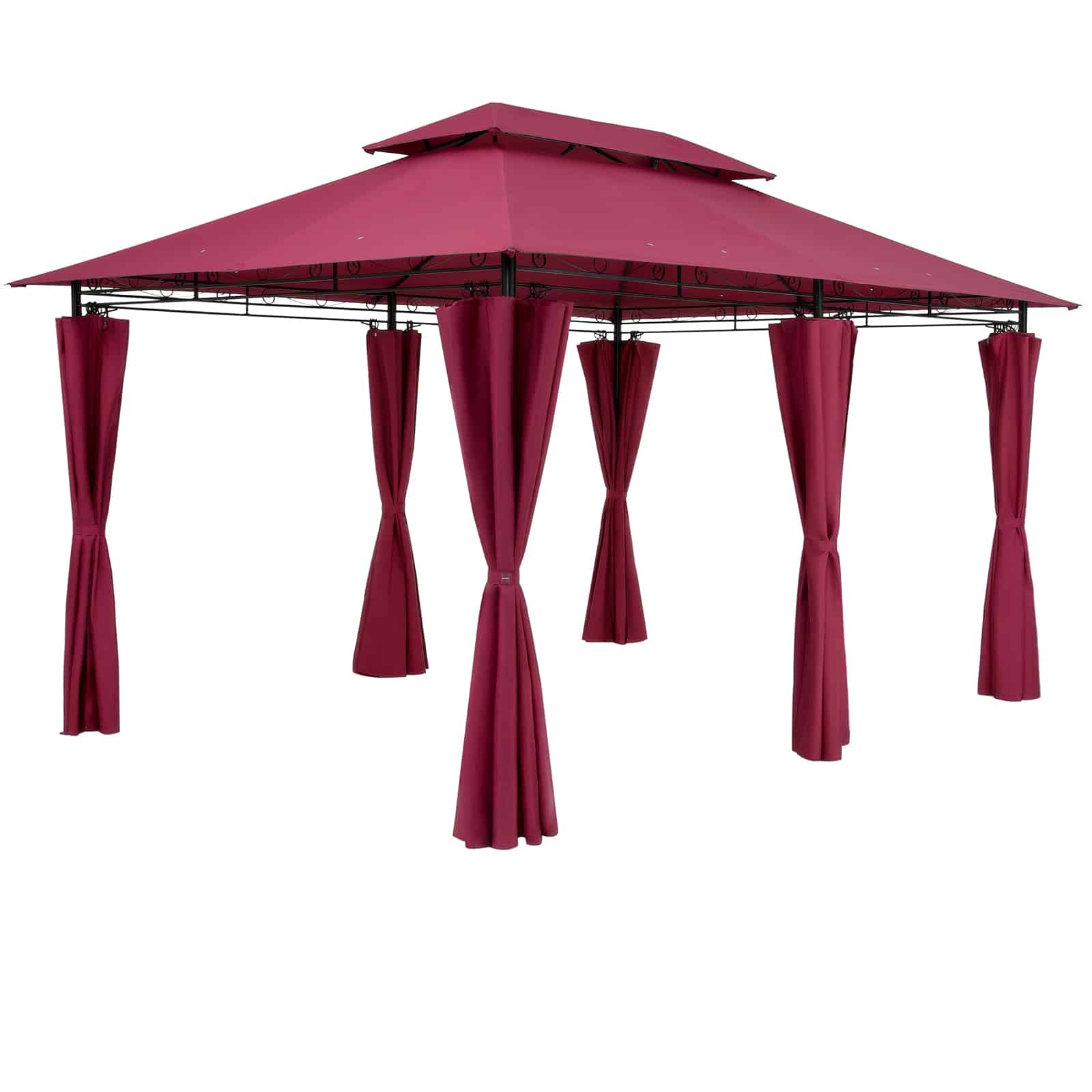 Casaria Pavilion 3x4m Havetelt Havesidepaneler Metal Vandafvisende Topas  Farve: Rød