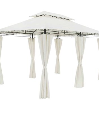 Casaria Topas Pavillon 3x4m Vandafvisende Havetelt Med Sidepaneler  Creme Hvid