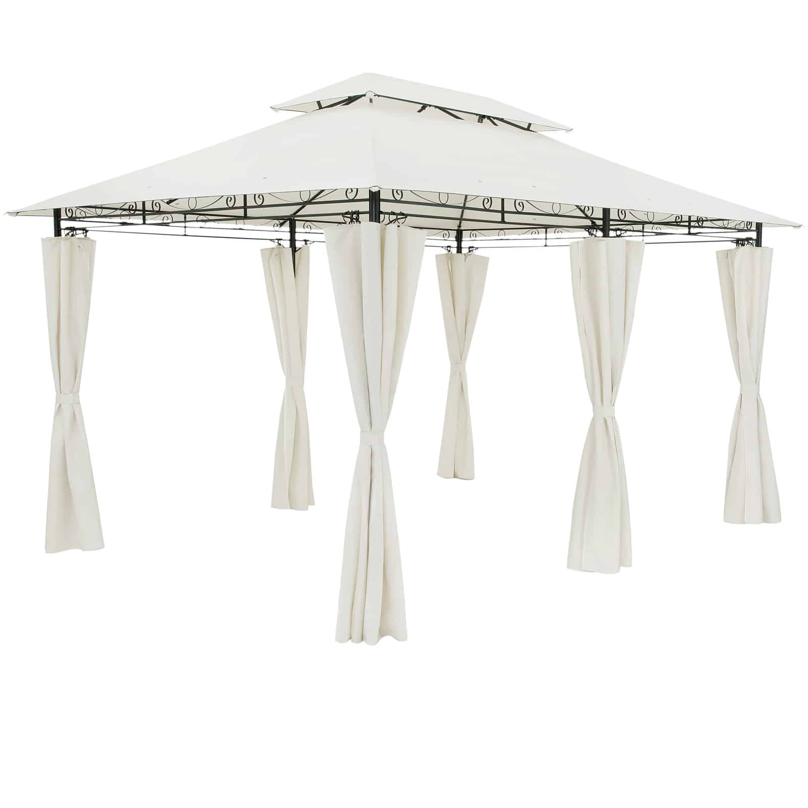 Casaria Topas Pavillon 3x4m Vandafvisende Havetelt Med Sidepaneler  Creme Hvid