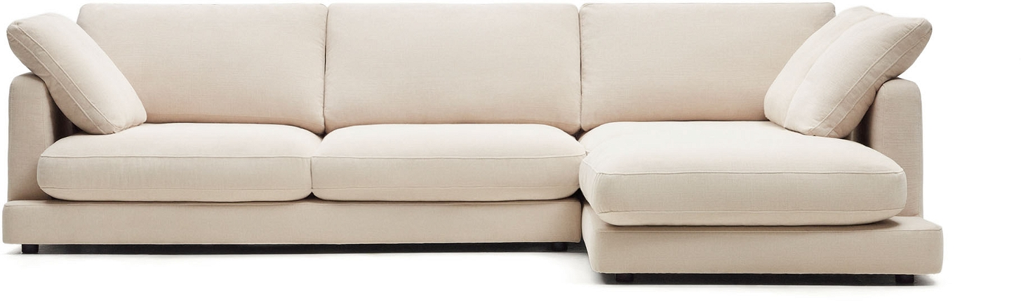 Chaiselong Sofa Kave Home Gala Højrevendt Beige 300x193 Cm Chenille Polstring Aftagelige Betræk