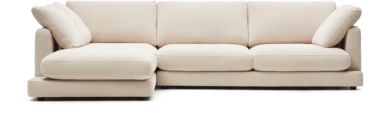Chaiselong Sofa Kave Home Gala Venstrevendt Beige Chenille 300x193 Cm