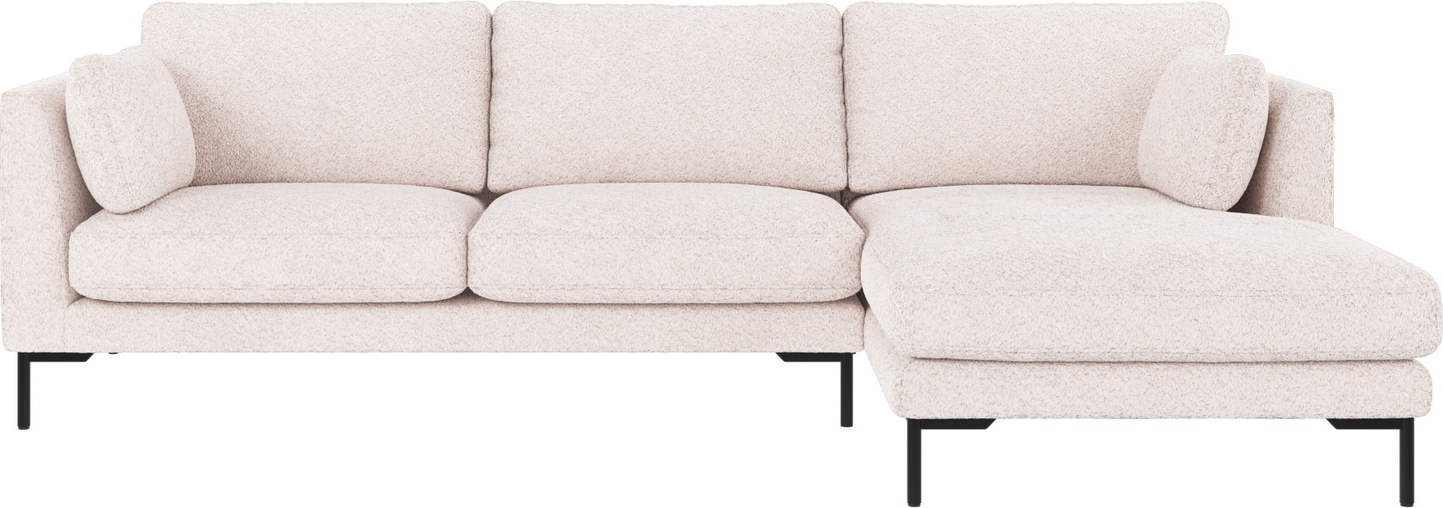 Chaiselongsofa Højrevendt Rowico Corwin Anna Hvid Polyester Med Sorte Metalben 270x160 Cm