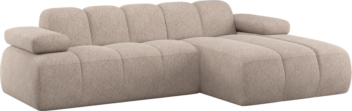 Chaiselongsofa Lounge-modul Woood Mojo  -personers Højrevendt Chaise Mørk Sand Chenille 284   160 Cm