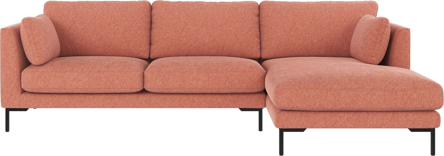 Chaiselongsofa Rowico Corwin Højrevendt Brenda Rød Sort Stof H83ã B270ã D160 Cm