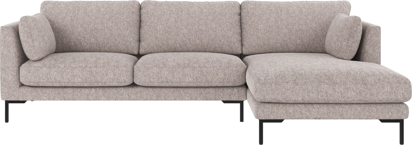 Chaiselongsofa Rowico Corwin Højrevendt Grå Sort Stof Max 180 270ã 160 Cm H83 Fsc Træstel Metalben Martindale 40000