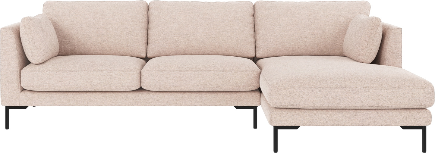 Chaiselongsofa Rowico Corwin Højrevendt Lys Beige Stof Max 01 Med Sorte Metalben 270ã 160 Cm
