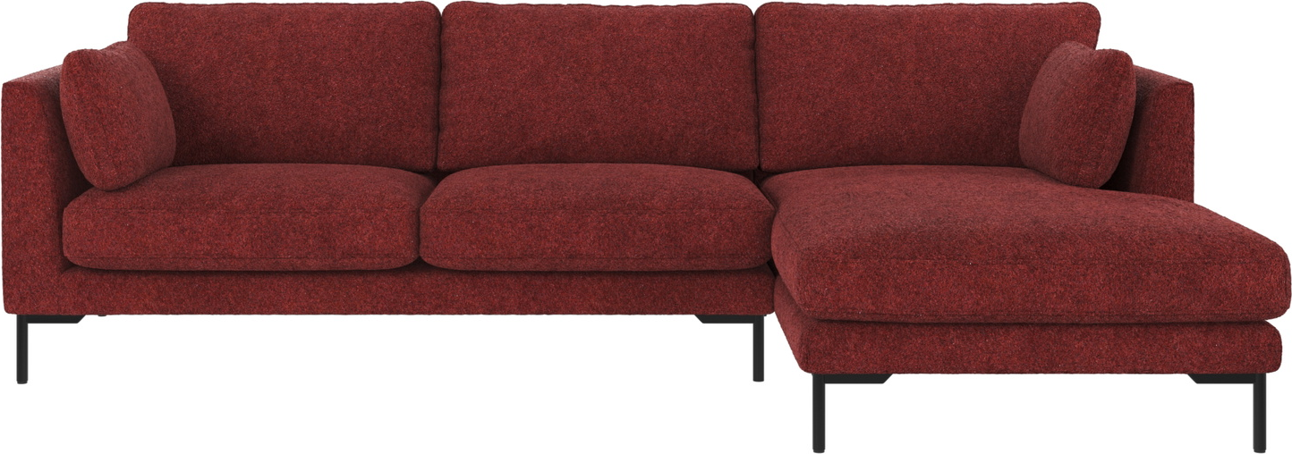 Chaiselongsofa Rowico Corwin Højrevendt Rød Anna   Stof Med Sorte Metalben 270ã 160ã 83 Cm