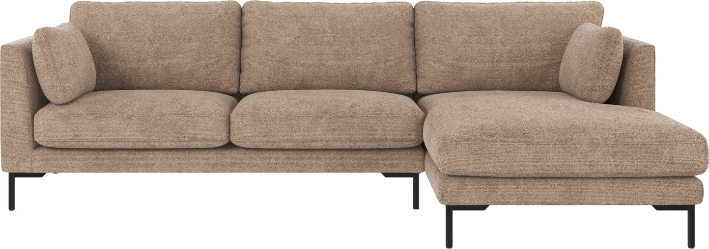 Chaiselongsofa Rowico Corwin Højrevendt 270x160x83 Cm Grå-beige Robin Stof Metalben