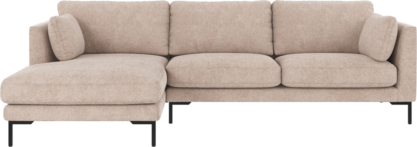 Chaiselongsofa Rowico Corwin Venstrevendt   Lys Beige Stof Med Sorte Metalben 270x160 Cm